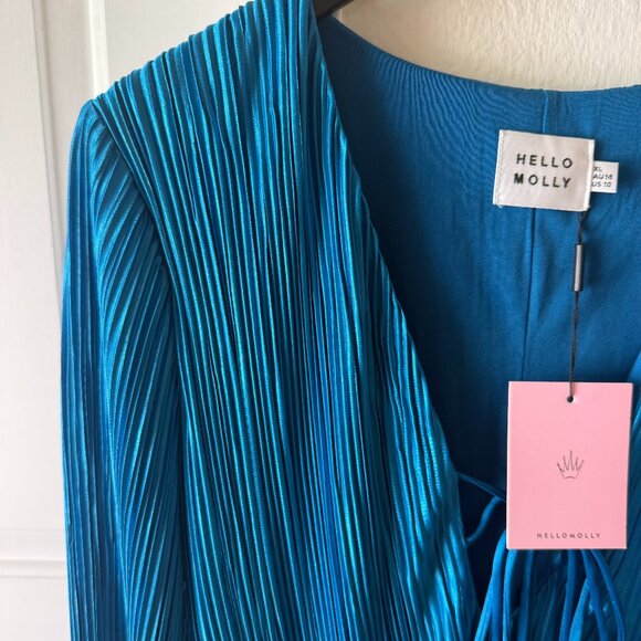 Hello Molly Blue Pleated Mini Dress | NWT | Size XL - Picture 4 of 4